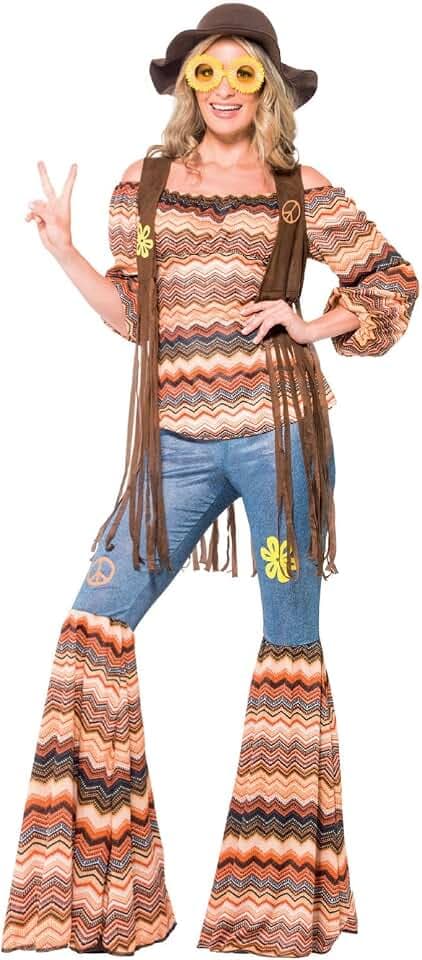Smiffy's 43856L - Harmony Hippie Kostüm mit Top Flares und Weste