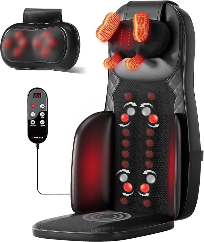 Shiatsu Massagesitzauflage mit Wärme, Rückenmassagegerät für Stühle