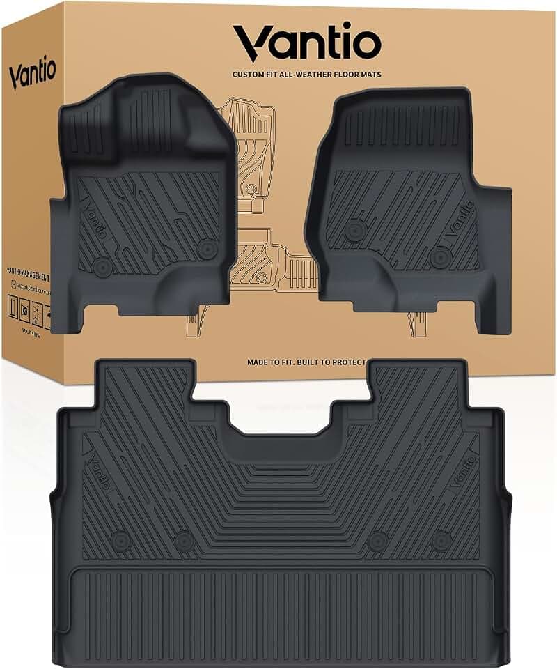 Floor Mats for Ford F-150 2015-2026 | F150 Lightning 2022-2025 SuperCrew (Rear w/o Fold Flat Storage) Carpet Floor All Weather Protector TPE Truck Liners- 1st & 2nd Row, 3pcs Black