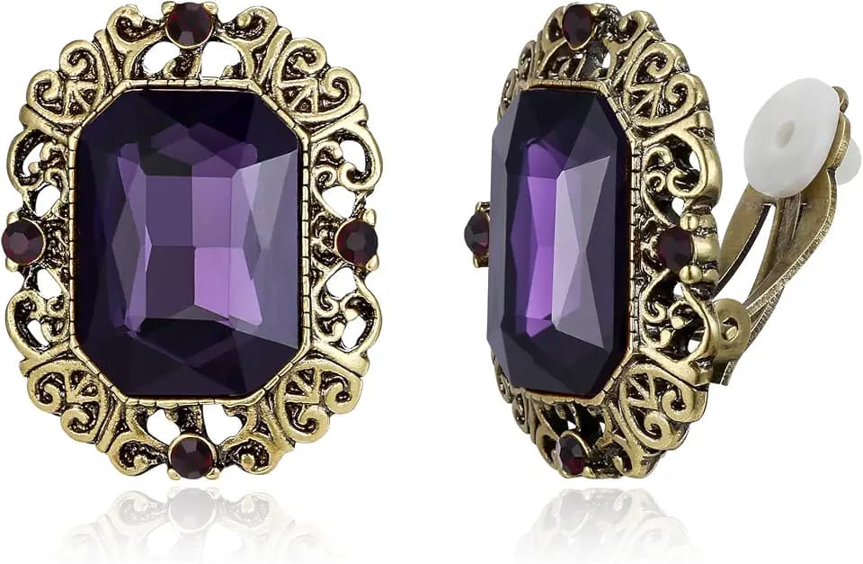 BriLove Victorian Style Statement Clip-on Earrings for Women