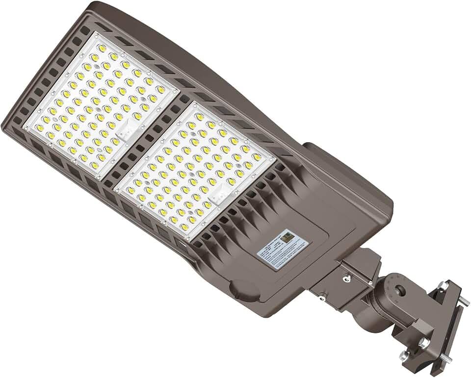 LED Parking Lot Light 320W UL DLC Listed 44800LM LED Shoebox Parking Lot Lights with Arm Mount 100-277V Commercial Area Lighting 5000K IP65 Waterproof