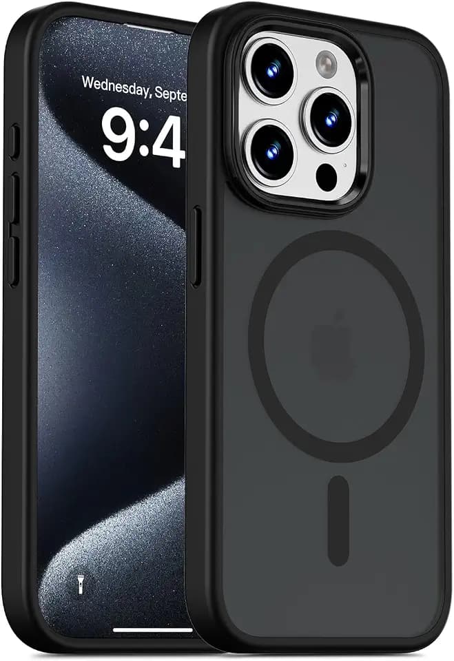 Magnetic for iPhone 15 Pro Max Case, Translucent Matte, Black