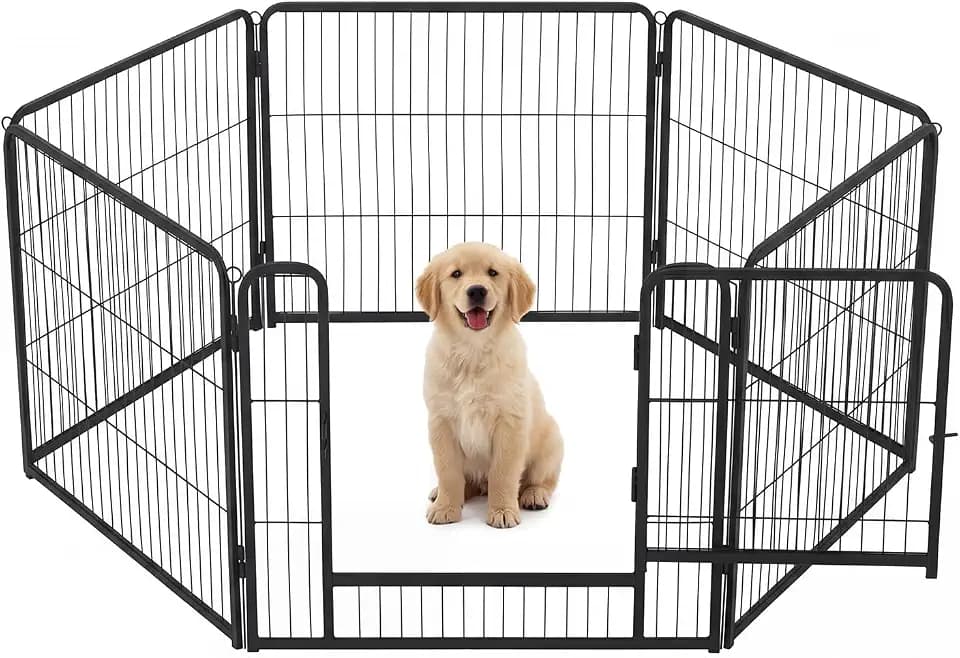 Garvee 24" 6-Panel Dog Playpen, Portable, Tool-Free Fold, Black