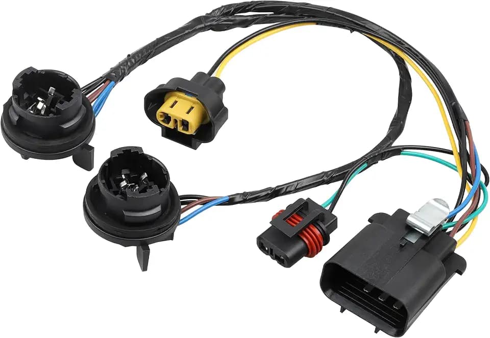 RED WOLF 645-745 Headlight Wiring Harness Socket Fit for 2007-2014 Chevy Silverado GMC Sierra 1500 2500 3500HD, Replace OEM 645745 15841609 25962806 Headlamp LED Bulb Plug Retrofit Adapter