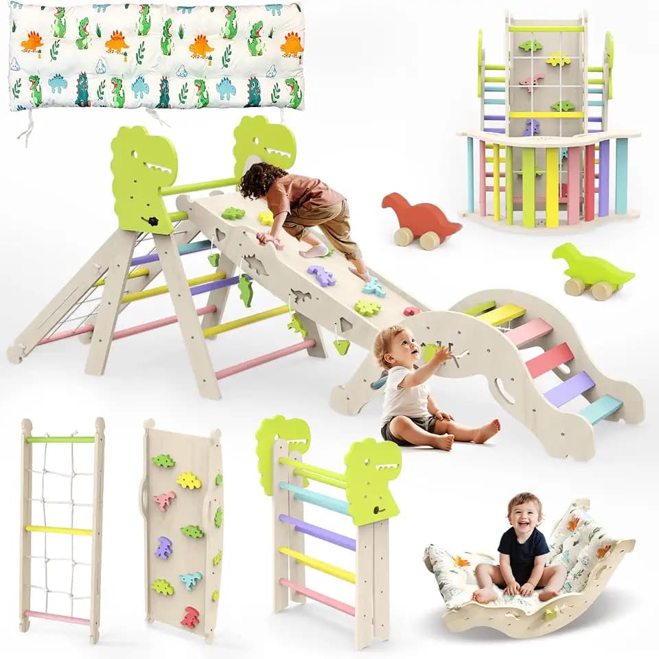 12 in 1 Pikler Triangle Set with Cushion, Montessori Toddler Climbing Toy