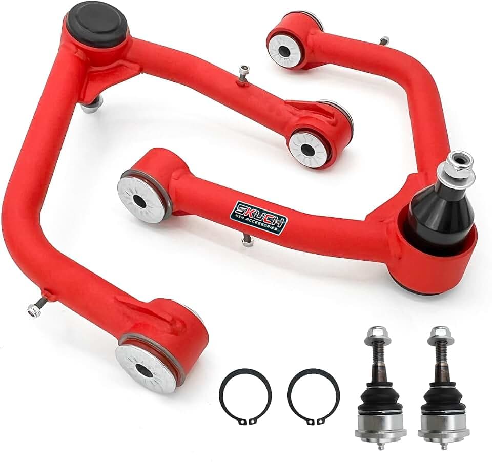 2-4" Lift Front Upper Control Arms for 2019-2024 Chevy Silverado 1500 GMC Sierra 1500, Polyurethane Bushings Suspension Arms, 2 Replacement Ball Joints, Wrinkle Red