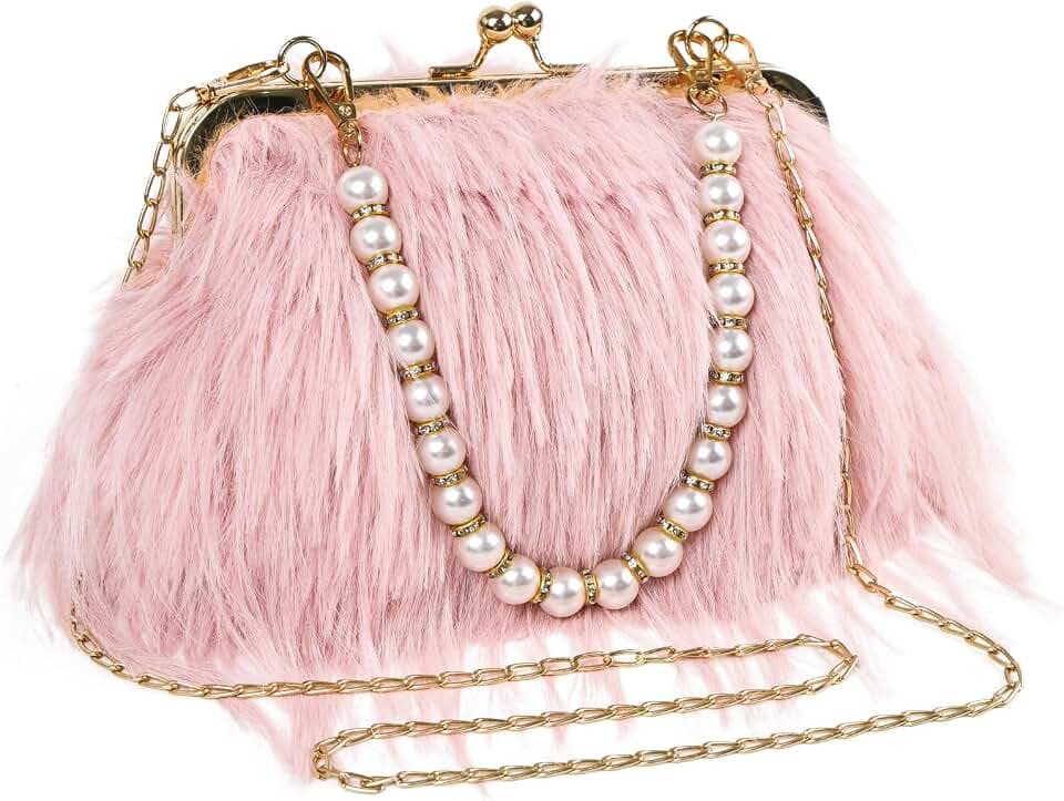 Women Clutch Purses,Fluffy Feather Evening Handbags for Wedding Party Banquet Prom Crossbody Bag