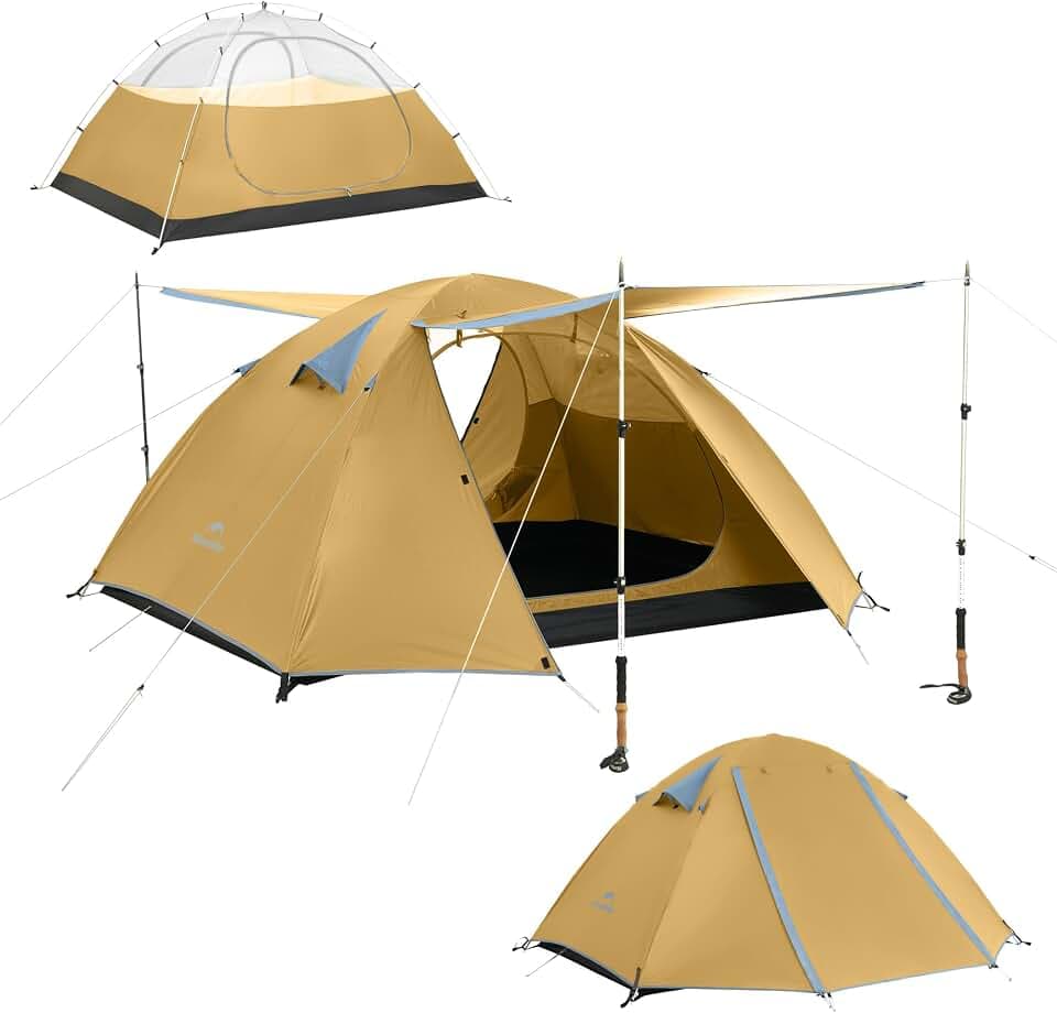 Naturehike Bleik Ultraleichtes Kuppelzelt 2-3 Personen zelte mit 2 Zeltvorräume für Camping, Trekking & Fahrradtouren