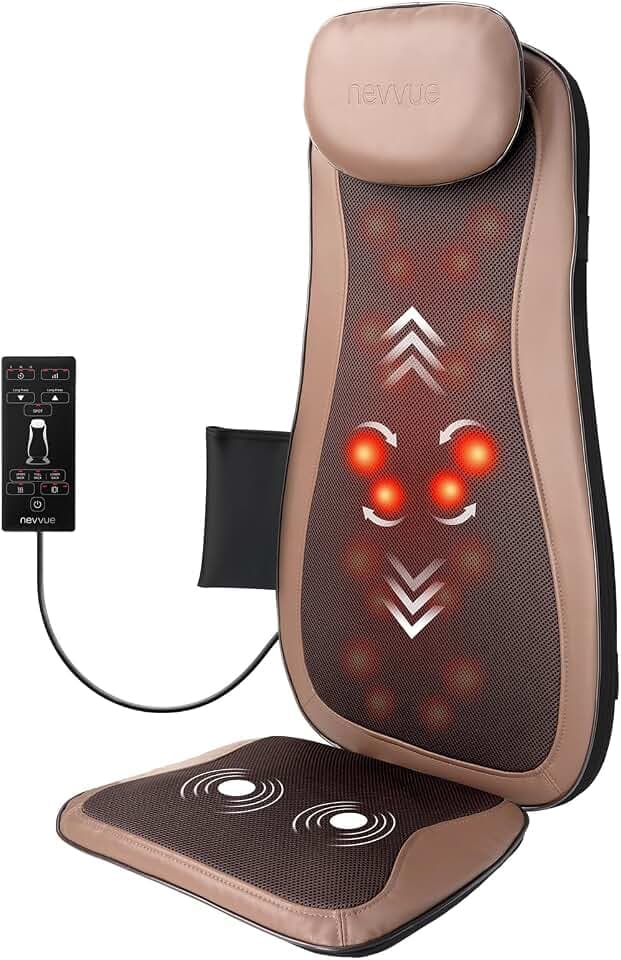 Rückenmassagegerät mit Wärmefunktion, Massagesessel mit 3D-Tiefenmassage, Ganzkörper-Massagematte mit 3 Intensitätsstufen, Massagegeräte für Rücken und Nacken mit Timer
