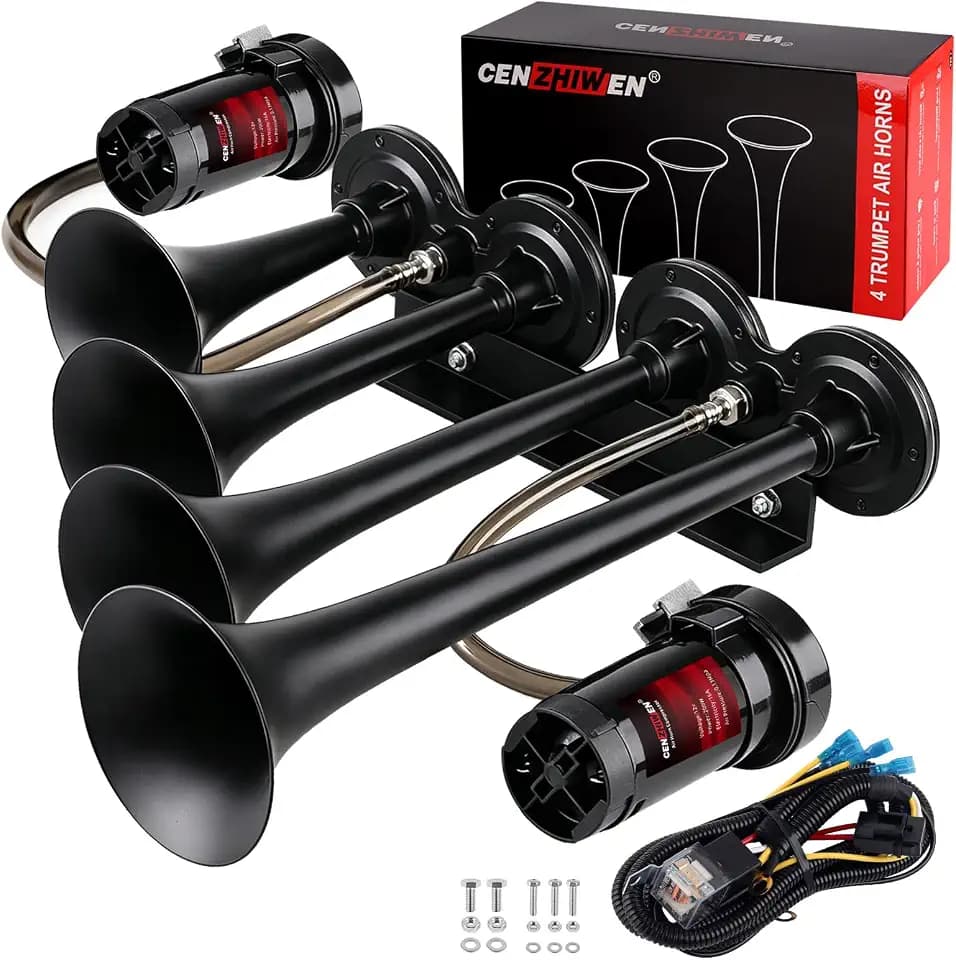 12V Train Air Horn for Truck With 2 Compressors/4 MetalTrumpets