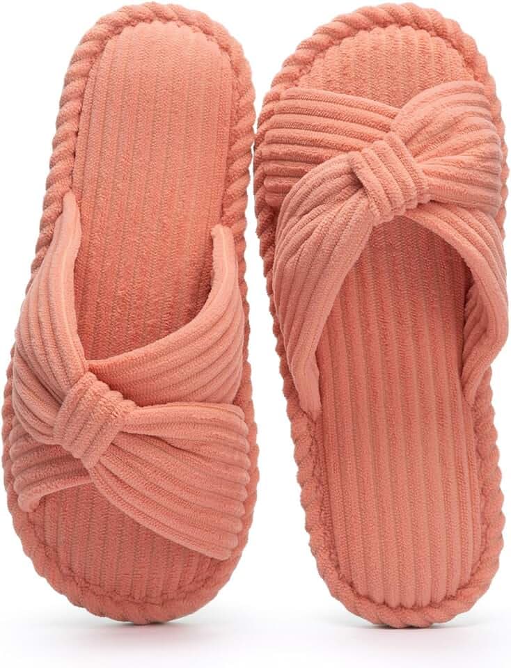 Slippers for Women Cross Band Bow Memory Foam House Slippers