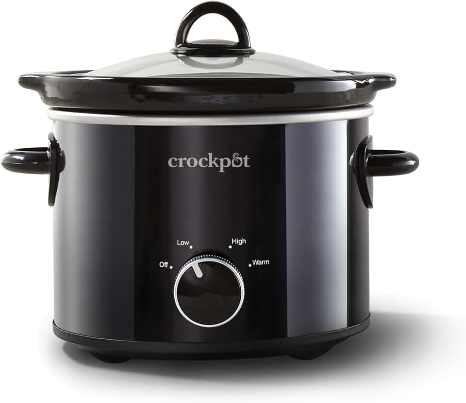 Crock-Pot 2-Quart Manual Slow Cooker, Feeds 2+ People, Great for Small Meals, Dips, & Sides; Removable Stoneware is Oven & Dishwasher-Safe, Black