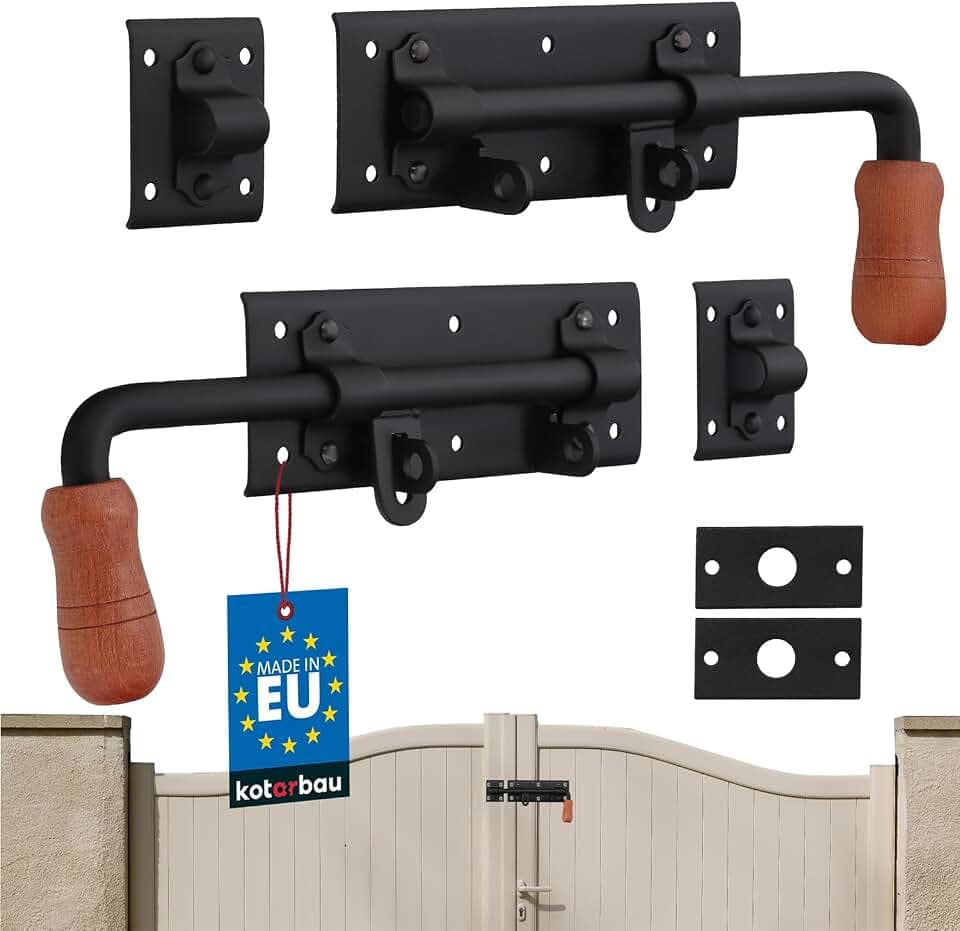 KOTARBAU® Torriegel Rechts Links Set 2 St. Türriegel Bolzenriegel Schlossriegel Schubriegel Pulverbeschichtet Riegelverschluss Torverschluss 280 mm