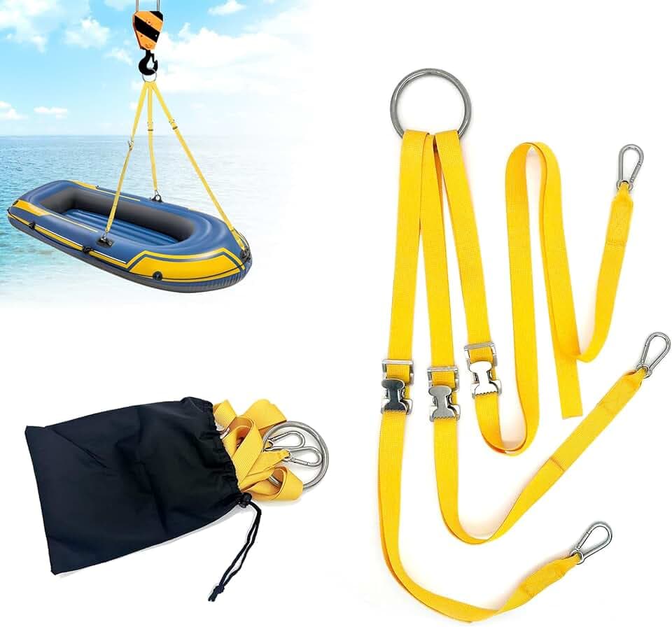 3 Leg Universal Dinghy-Lift Slings for Inflatable Boats, Adjustable Straps