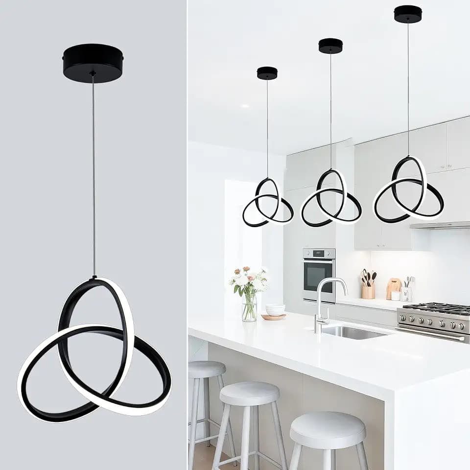 MAYNA Modern Spiral LED Pendant Light Kitchen Island 4000K 1-Pack Black