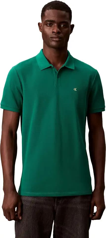 Calvin Klein Herren Poloshirt Kurzarm Monogram Pique aus Baumwolle