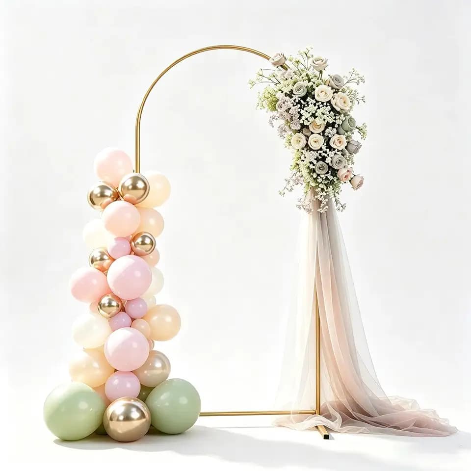 6FT Wedding Arch Backdrop Stand, Gold Balloon Arch Stand for Party