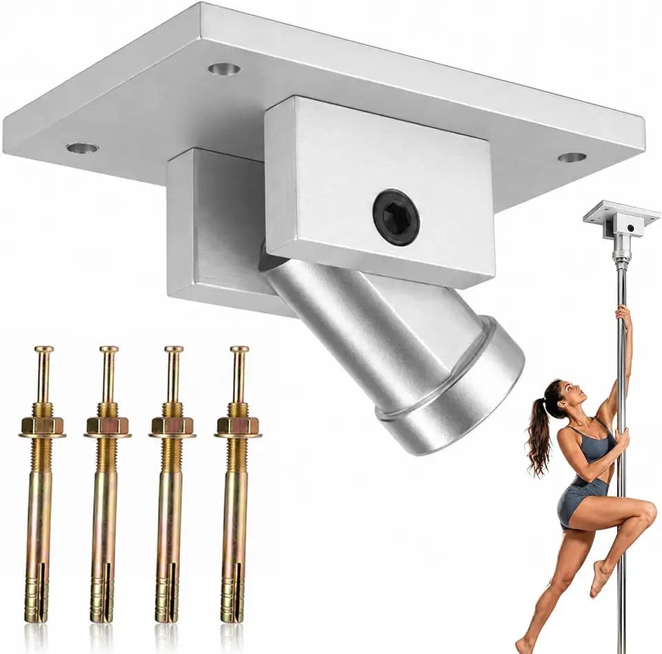 Pole Dance Fixed Top Plate, Heavy Duty Stainless Steel Slanted Ceiling Mount with Flexible Bearing Opening, Universal Support for Angled Roofs, Pole Dancing Training, Studio, Stage