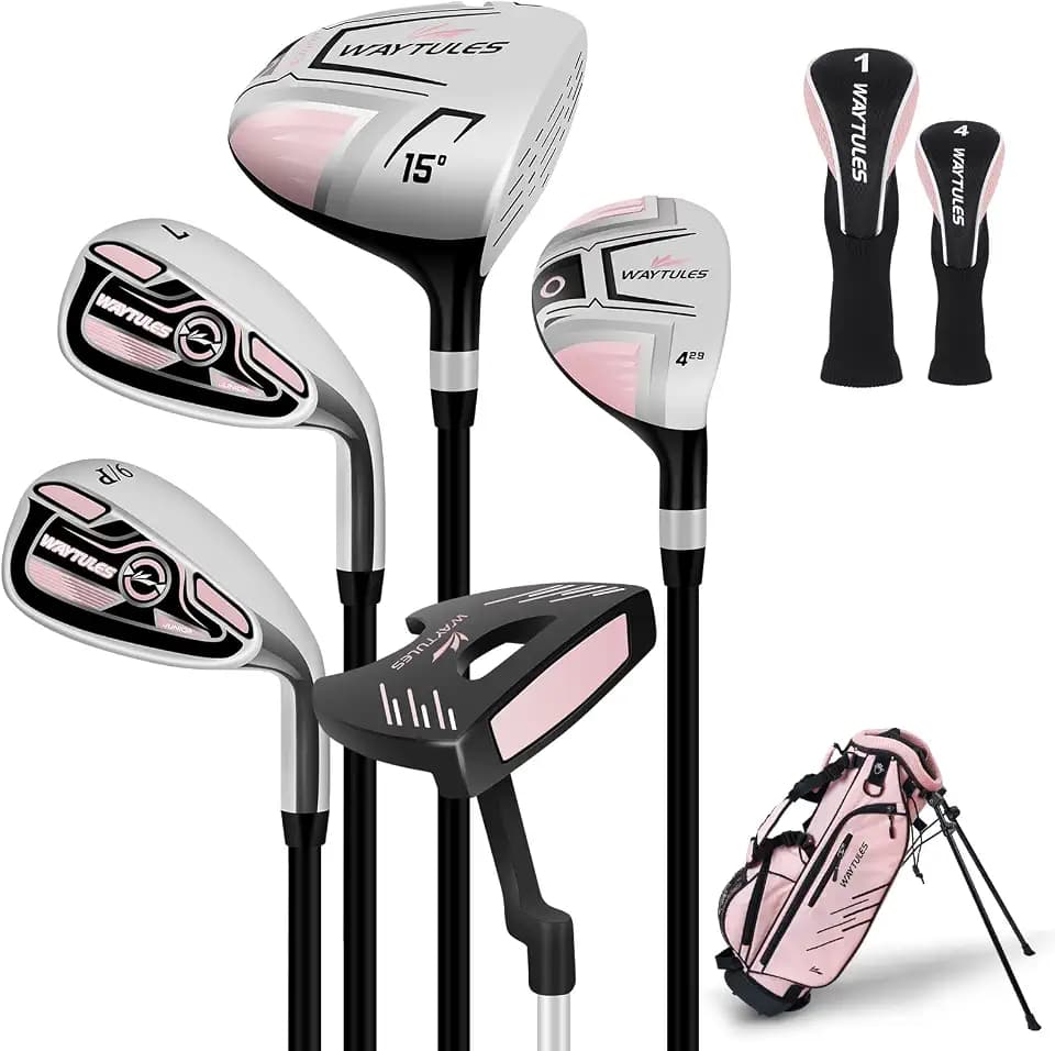 Kids Golf Clubs Set for Boys & Girls Ages 3-12, Junior Golf Set with Stand Bag, Driver, Hybrid, Irons & Putter, Youth Golf Club Set Right Handed