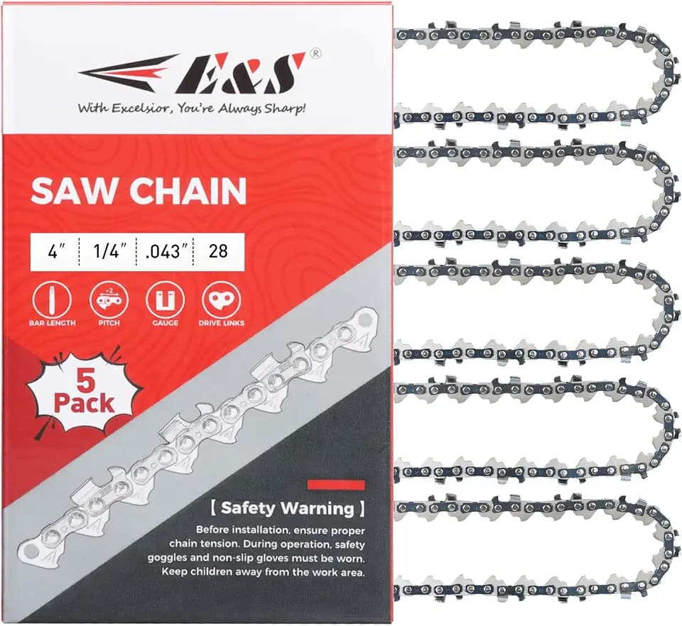 5 Pack 4 Inch Chainsaw Chain 1/4" Pitch .043" Gauge 28 Drive Links
