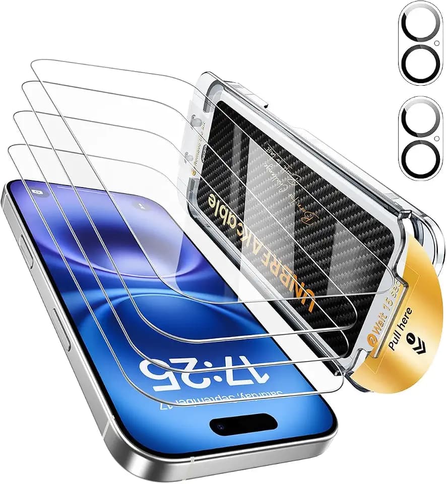 UNBREAKcable iPhone 16 Screen Protector 4+2 Pack with Installation Frame
