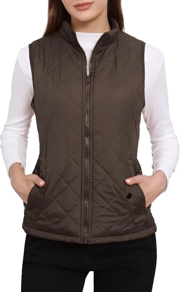 Allegra K Damen Gilet Quilted Zip Vest Gepolsterte Weste