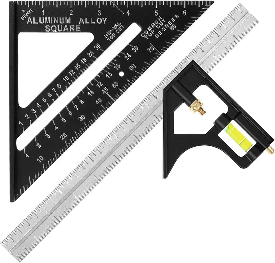 Mr. Pen- Rafter Square and Combination Square Tool Set, Black, 7" Square