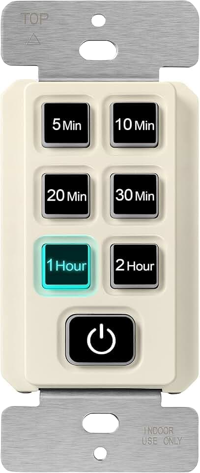 TOPGREENER 2-Hour Neutral Countdown Timer Switch for Fans, Light Almond