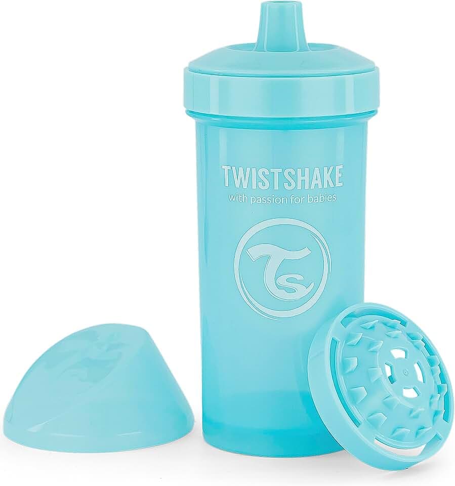 Twistshake Kid Cup | Auslaufsichere Babytrinkflasche mit hartem Ausguss und Fruchtmixer – 360 ml | Trainerflasche für Kleinkinder | Auslaufsichere Babywasserflaschen | BPA-freier Trinkbecher | Blau