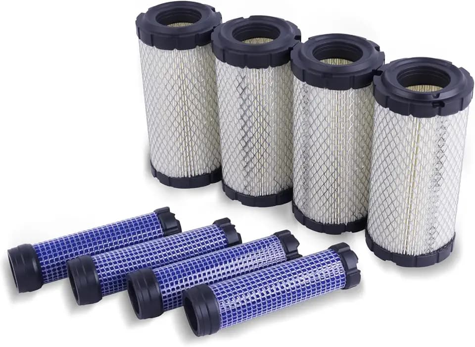 (Set of 4) P822686 + P535396 Air Filters, Replacement for Kawasaki Mule, for John Deere M123378, for Fleetguard AF25550, for Wix 546449, for Baldwin RS3715