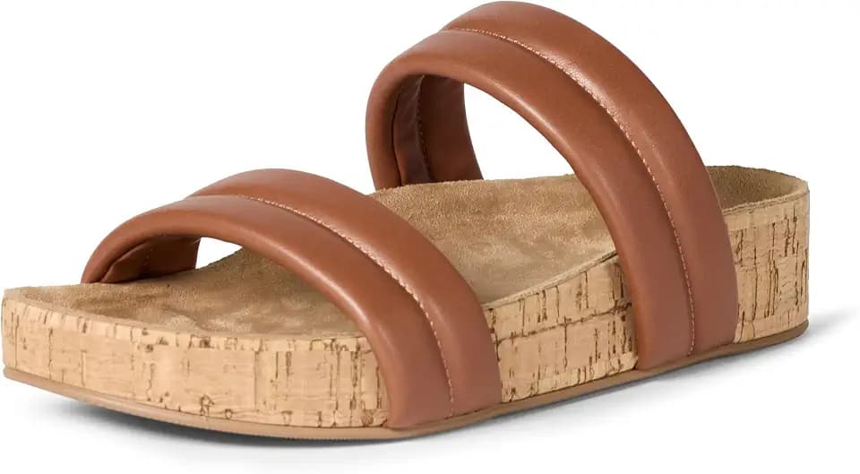 Amazon Essentials Women's Slide Cork Sandals with Cradling Moulded Footbed, Faux Leather