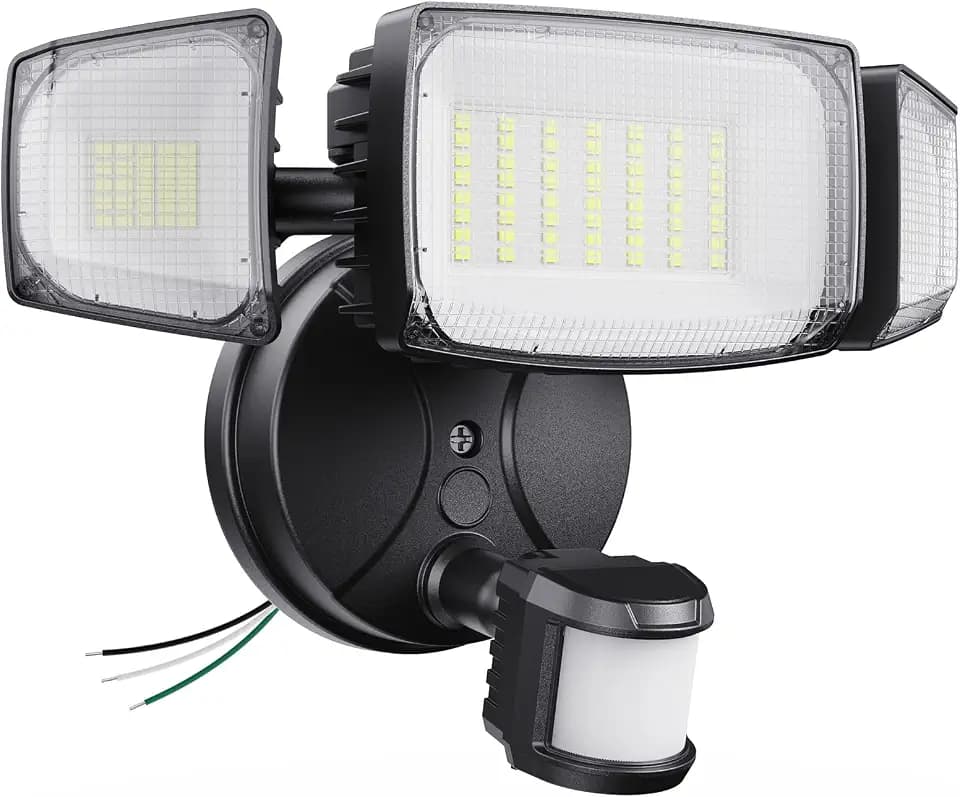 Olafus 80W Motion Sensor Outdoor Lights, Hardwired Motion Flood Light