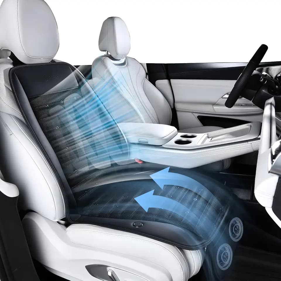 FLORICH Cooling Car Seat Cover Ventilated Seat Cushion with 2 Powerful Turbo Fans 3-Speed Adjustable 12V-24V Cooling Car Seat Pad for Summer Driving Universal Fit for Car SUV Truck Van