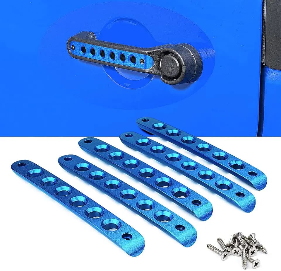5 Blue Door Handle Inserts Cover Trim Compatible with 07-18 Jeep JK JKU 4Dr
