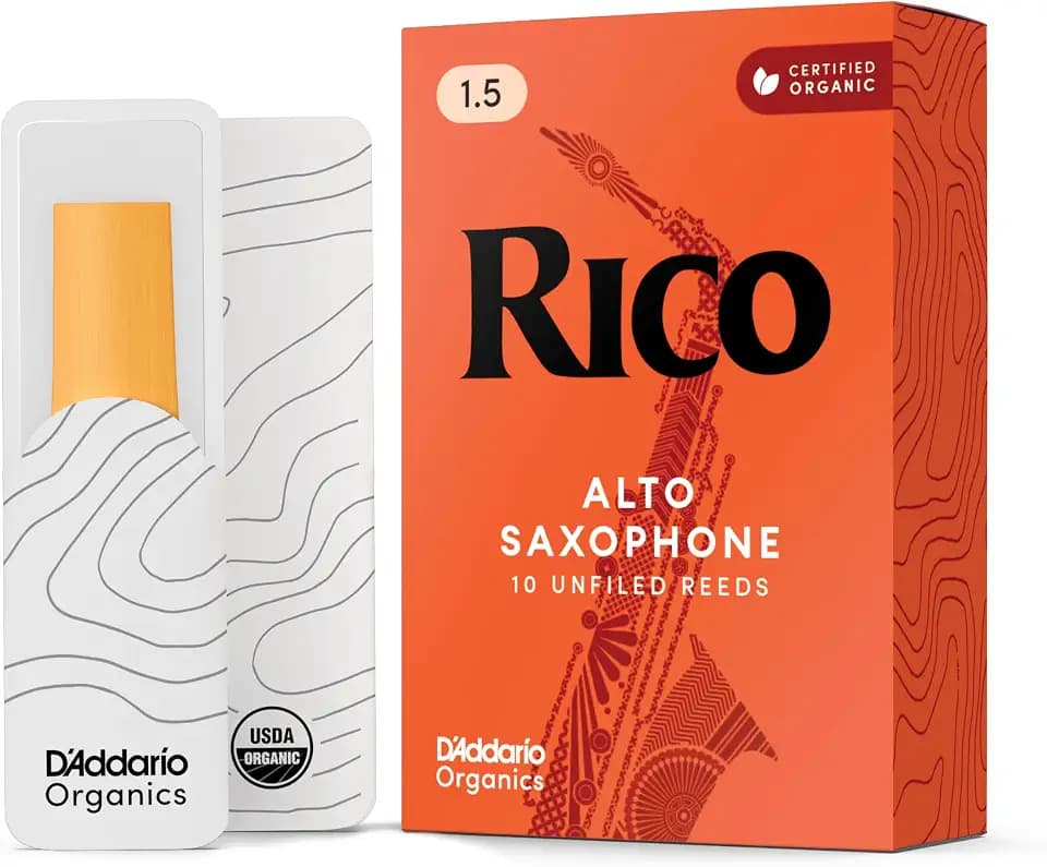 Rico Organic Alto Saxophone Reeds, Strength 1.5, 10 Pack