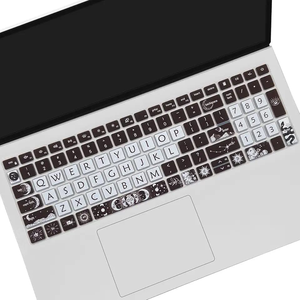Cute Keyboard Cover for Dell Inspiron 15 3000 5000 7000 3510 3511 3515 3525 3530 3535 5510 5515 5518 7510 15.6", Inspiron 16 7610, Vostro 15 3510 5510 5515, Latitude 3520, Sun and Moon