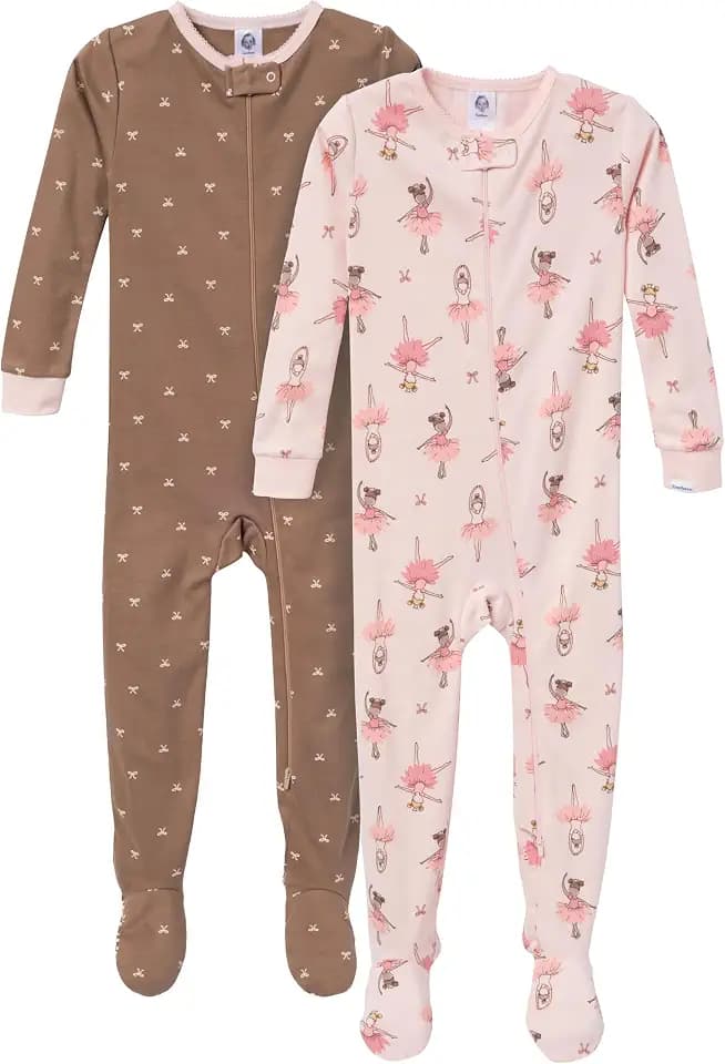Gerber Baby Girls 2-Pack Footed Pajamas