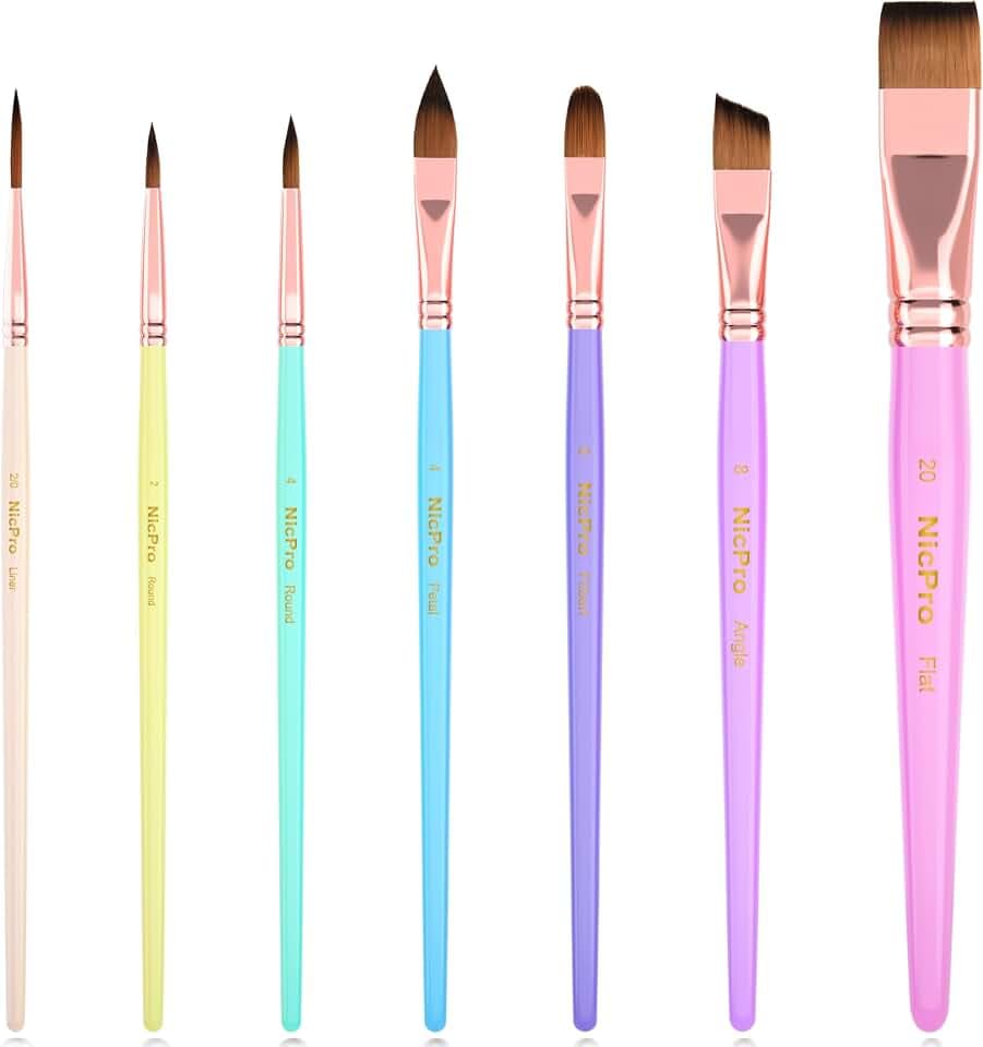 Nicpro 7pcs Face Paint Brush Set,Aesthetic Pastel Face & Body Paint Brushes