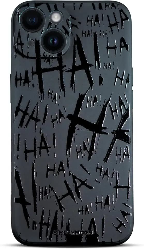 SIMPLYMDRN Slim for iPhone 14 Case - Joker Haha Design - Cool Case for Men - Superhero Villain Designer Cover - Slim and Flexible (Jokester Black)