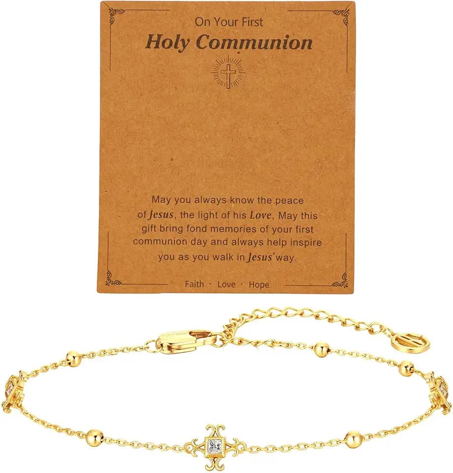 Women's 14 gold Bracelet with Iris Cross Set with Artificial Diamonds