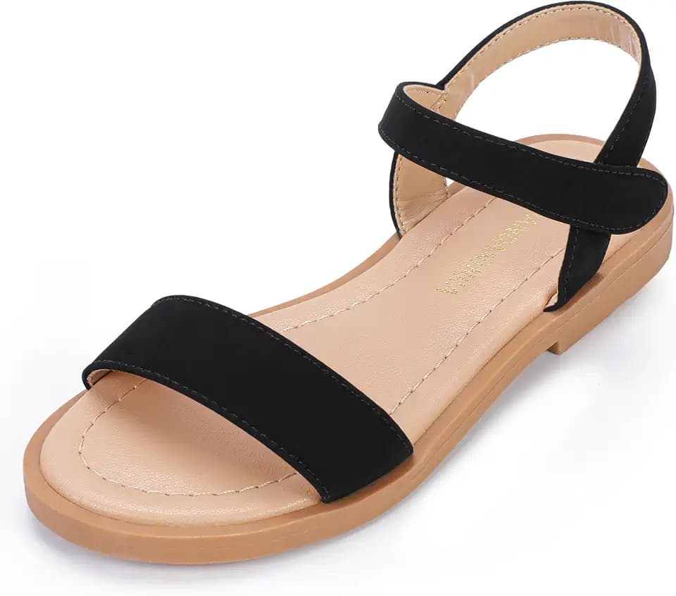 PANDANINJIA Girls Sandals Open Toe Summer Flats Dress Shoes