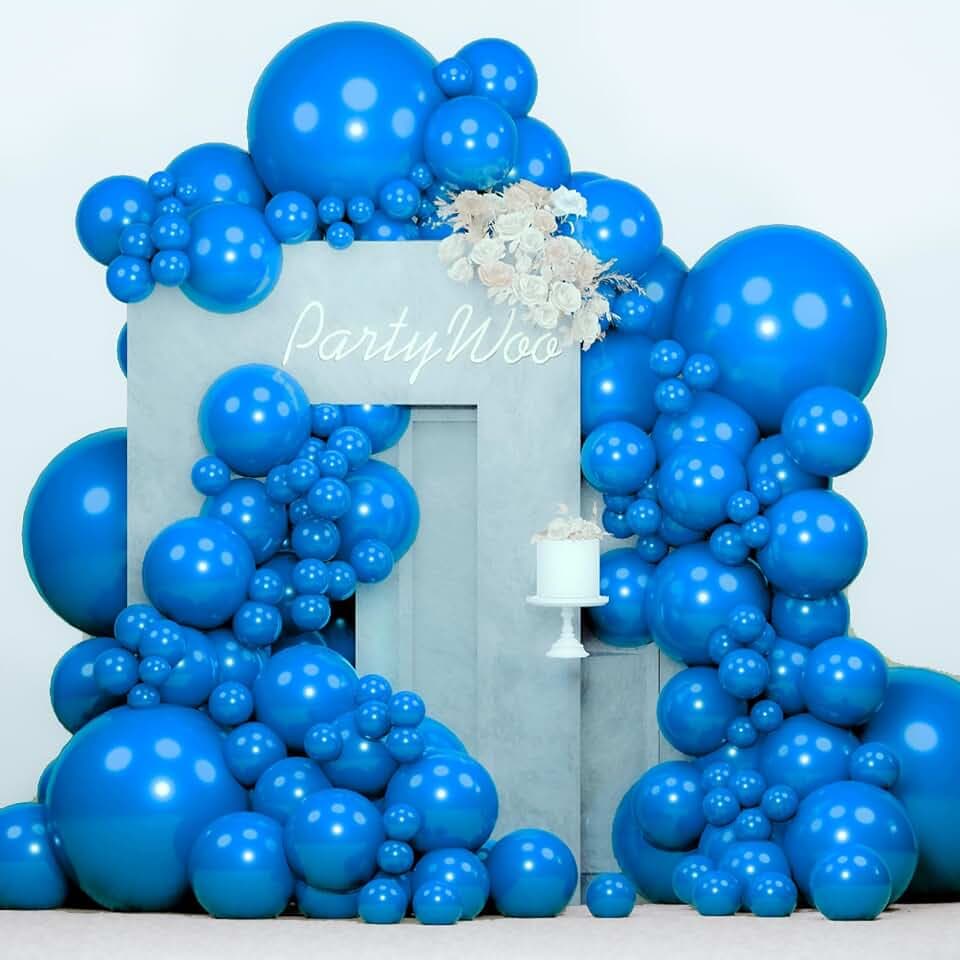 PartyWoo Pearl Blue Balloons 140pcs Sky Blue Balloons Different Sizes