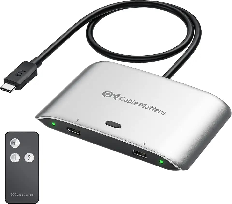 Cable Matters 20Gbps USB C KVM Switch for 2 Computers, 140W PD Charging