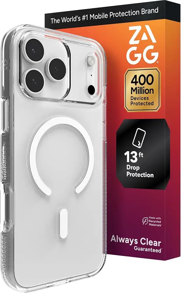 ZAGG Crystal Palace Case for iPhone 17 Pro Max - Clear, Drop Protection (13ft/4m), ClearGuard Anti‑Yellowing & Scratch‑Resistant, MagSafe & Wireless Charging Compatible