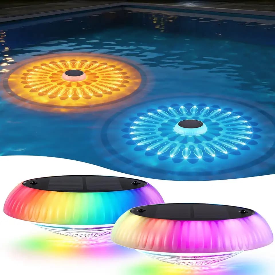 Solar Floating Pool Lights, 2026 Upgrade 2-Pack Solar Pool Lights for Above Ground & Inground Pools, 57 Lighting Modes, IP67 Waterproof, 3 Timers, 3000mAh, for Pool Parties, Backyard, Pond & Bathtub