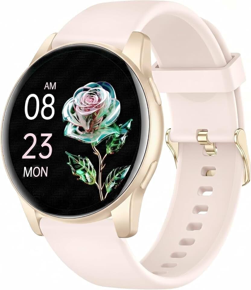 AcclaFit Smartwatch Damen Herren, 1.38 Zoll HD-Display Smart Watch mit Bluetooth Anrufe, Fitness Tracker mit Herzfrequenz SpO2 Schlafmonitor Schrittzähler, IP68 Wasserdicht Rot red