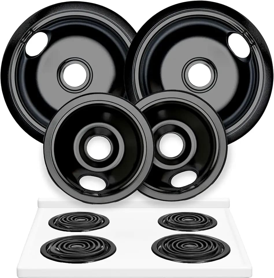 Electric Stove Drip Pans Set of 4 (2 x 6-Inch & 2 x 8-Inch) Replacement Stove Drip Pans for Electric Stove Compatible with 318067041 & 318067051, Frigidaire, Kenmore, Tappan & More