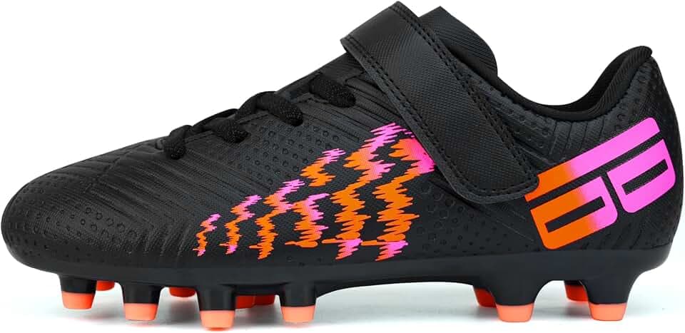 JABASIC Fussballschuhe Kinder Firm Ground Football Fußballschuhe Jungen Mädchen (37EU,Black/Orange)
