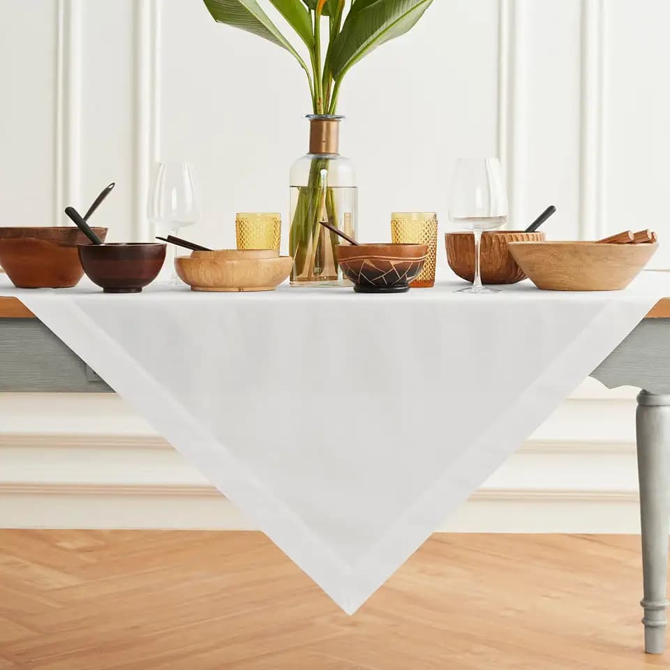 Solino Home Cotton Linen Table Cloth, Throw White Square, Dru 52 x 52 in