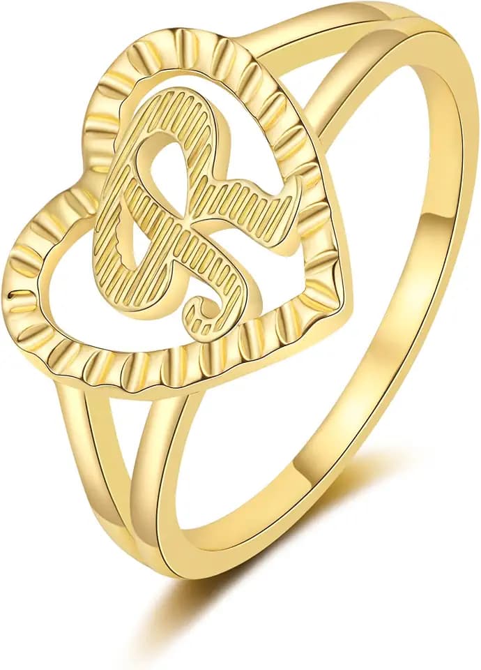 RLMOON Gold Initial Ring for Women Non Tarnish Vintage Initial Heart Ring